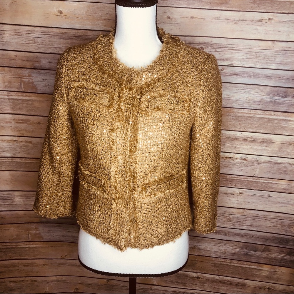 Gold Sparkle Tweed Michael Kors Blazer Gem